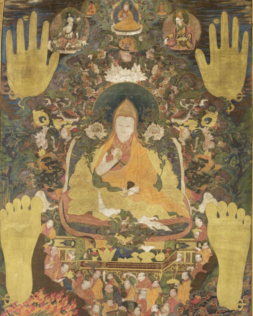 The Fifth Dalai Lama, detail of a late seventeenth-century thangka